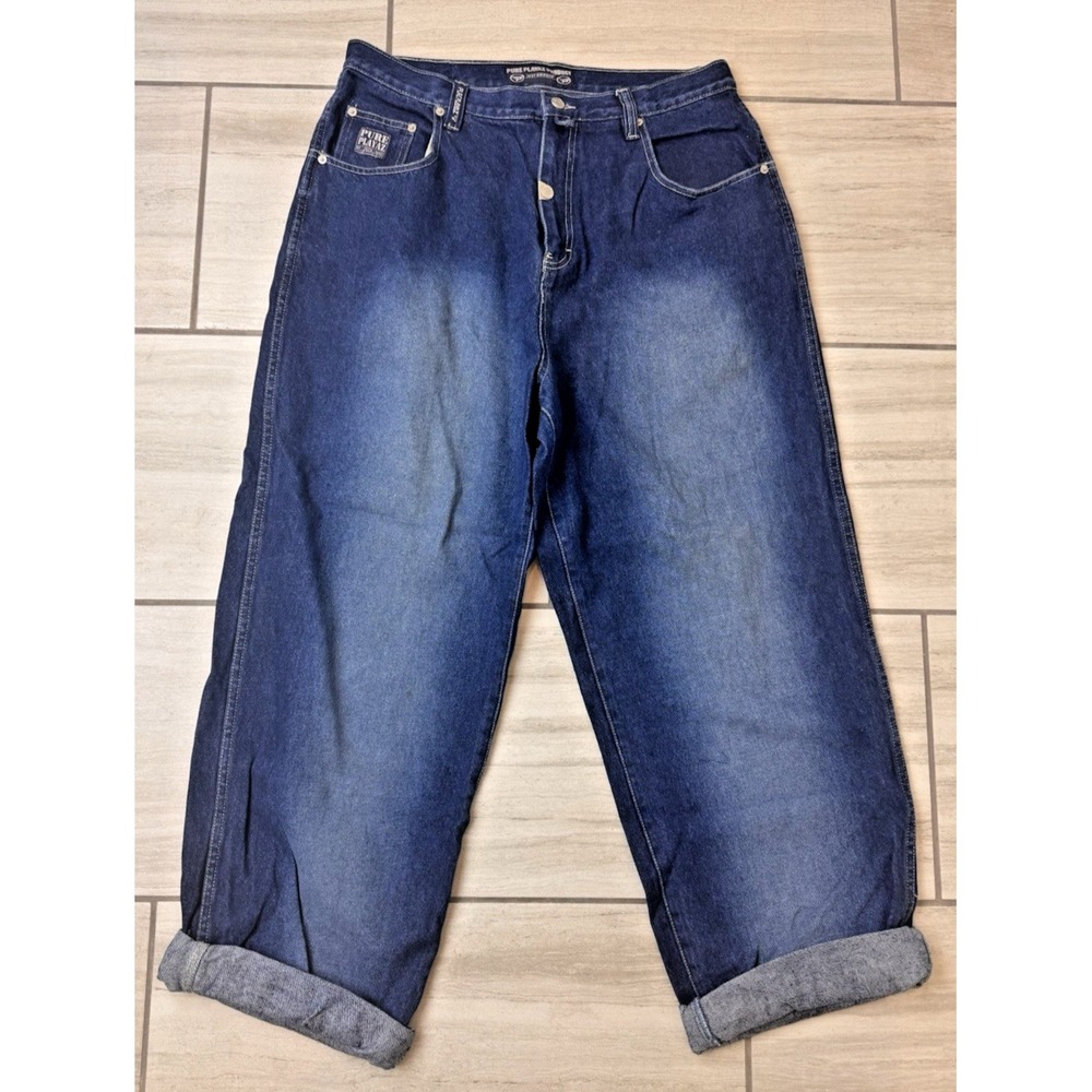 Vintage Pure Playaz Jeans Mens‎ 36x33 Blue Baggy Hip Hop Pockets Y2K Faded 90s